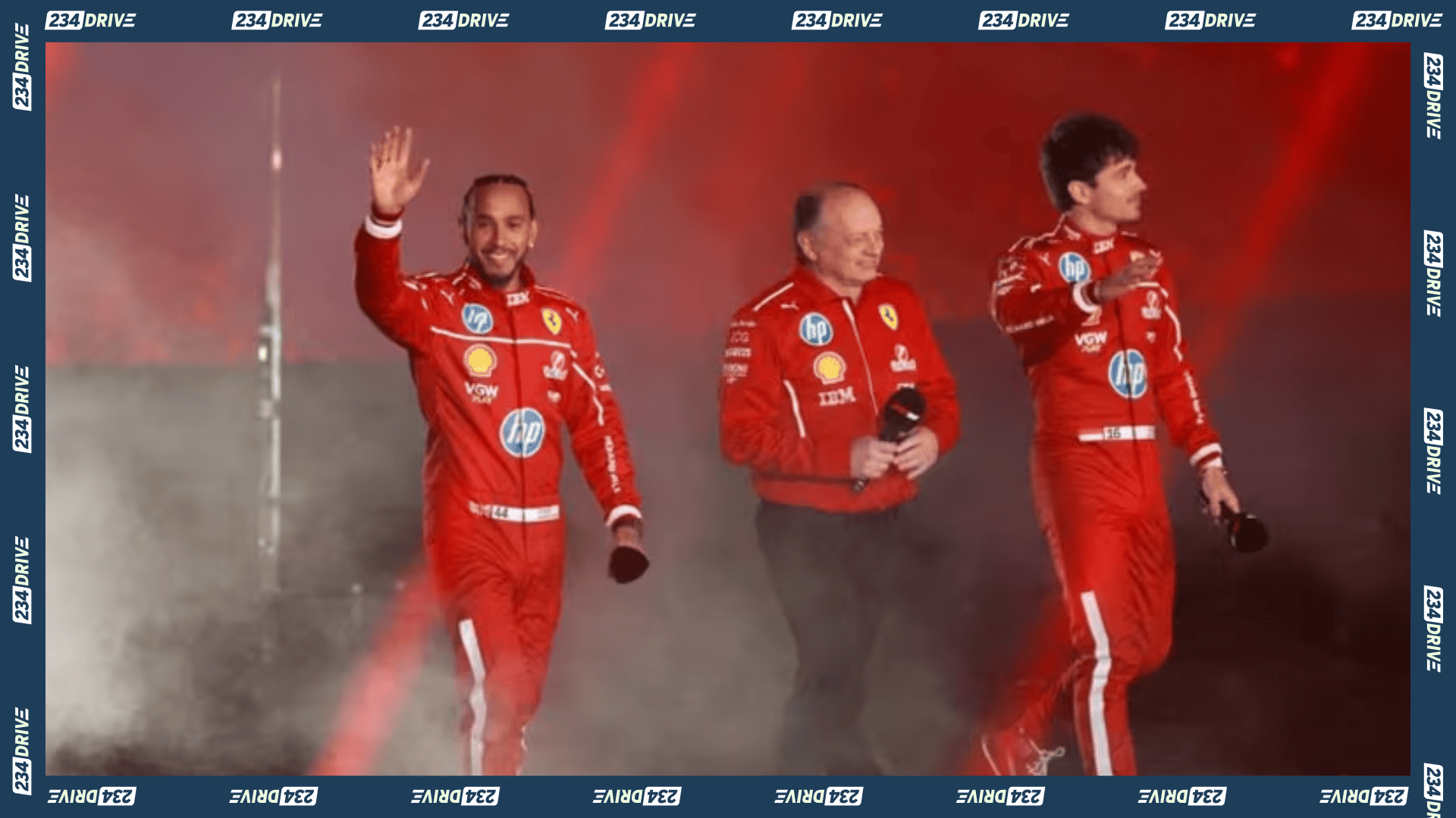 lewis hamilton, fred vasseur and charles leclerc