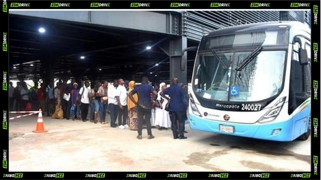 Lagos Transport and Traffic issues. BRT terminal with queues and no buses.