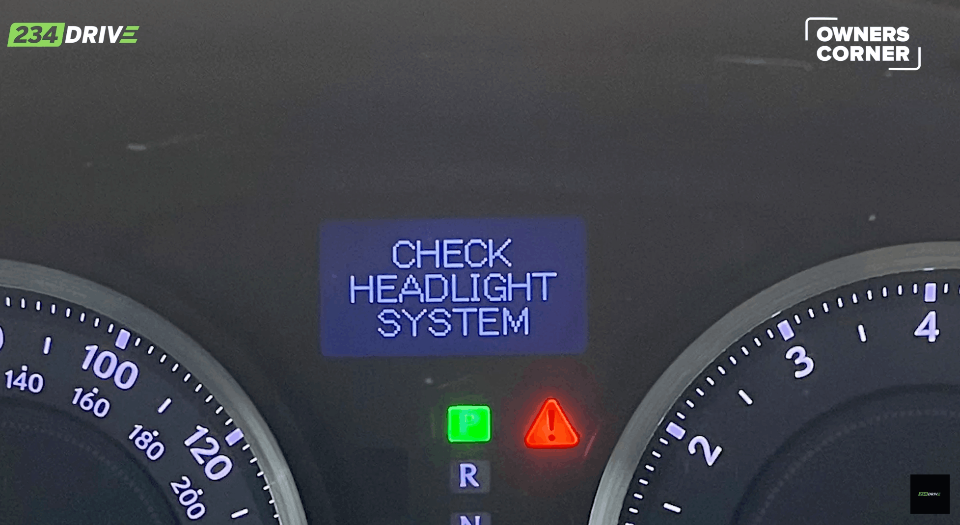The headlight warning shows the small upgrade issue Ofure mentioned in the IS 250.
