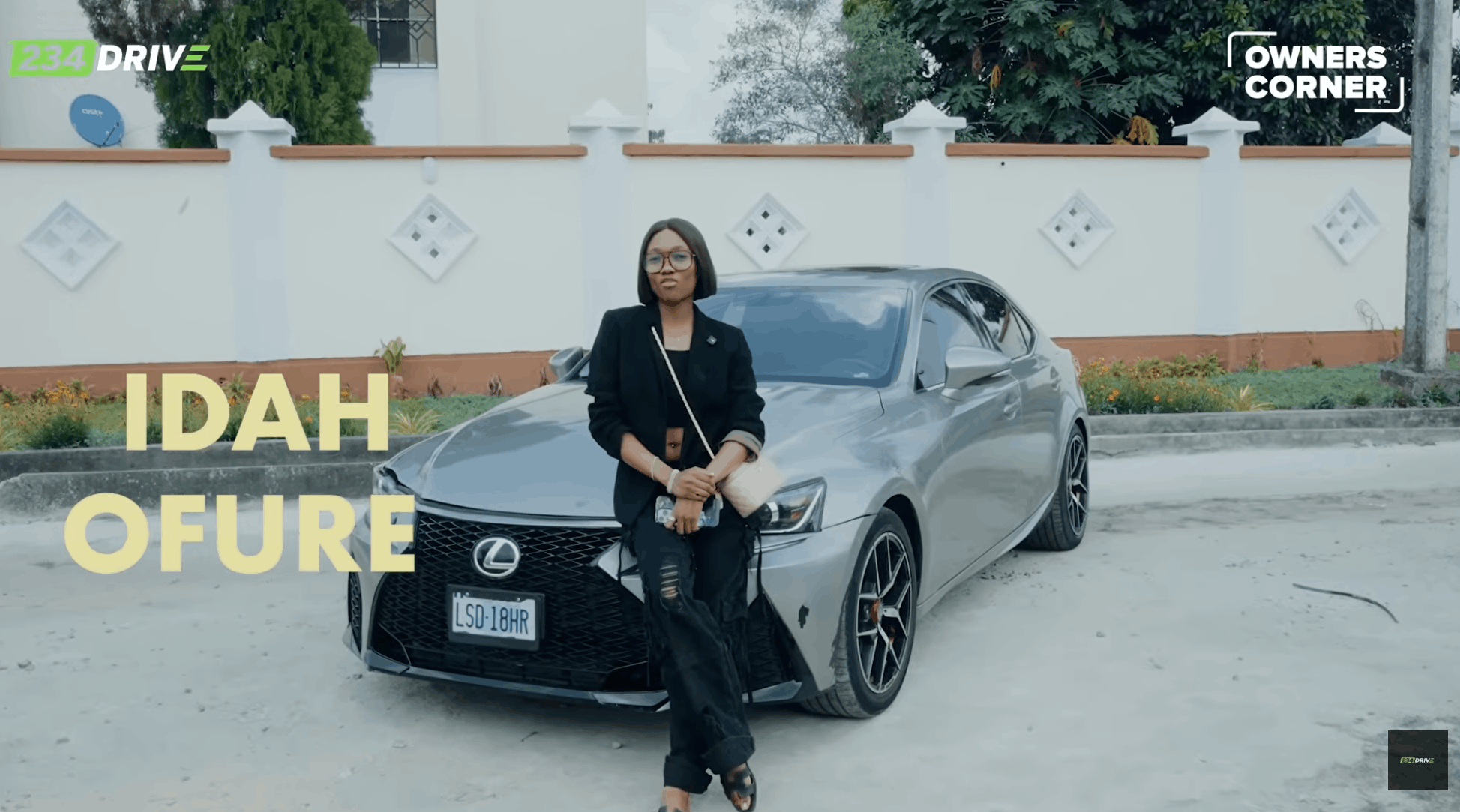 Owner's corner spotlighting a woman stands with her Lexus IS 250, the first car that matched her style.