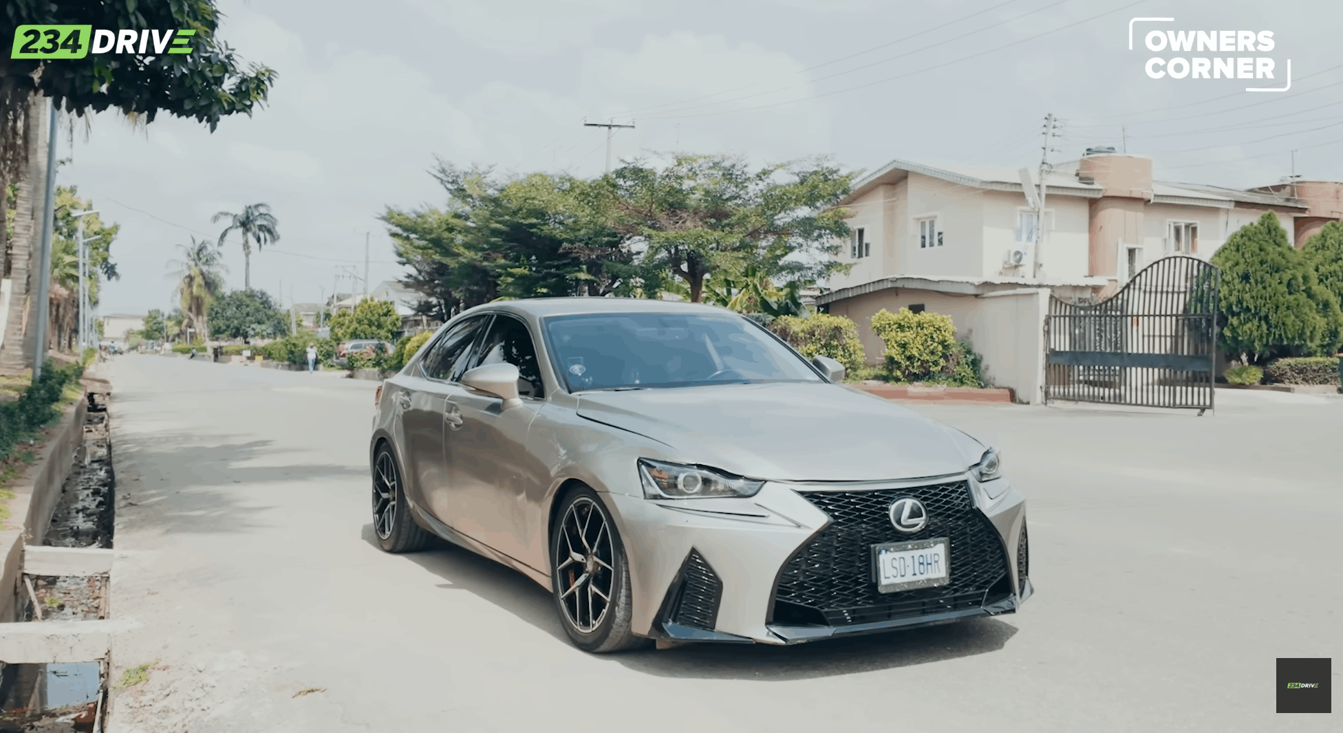 The 2014 Lexus IS 250 shows the low stance Ofure protects from bad Lagos roads.
