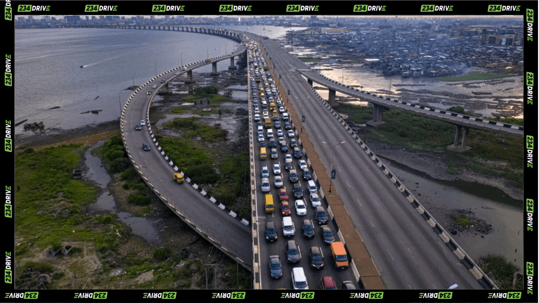 Aerial view of the Third Mainland bridge morning traffic into Lagos Island. | Source: Premium Times
