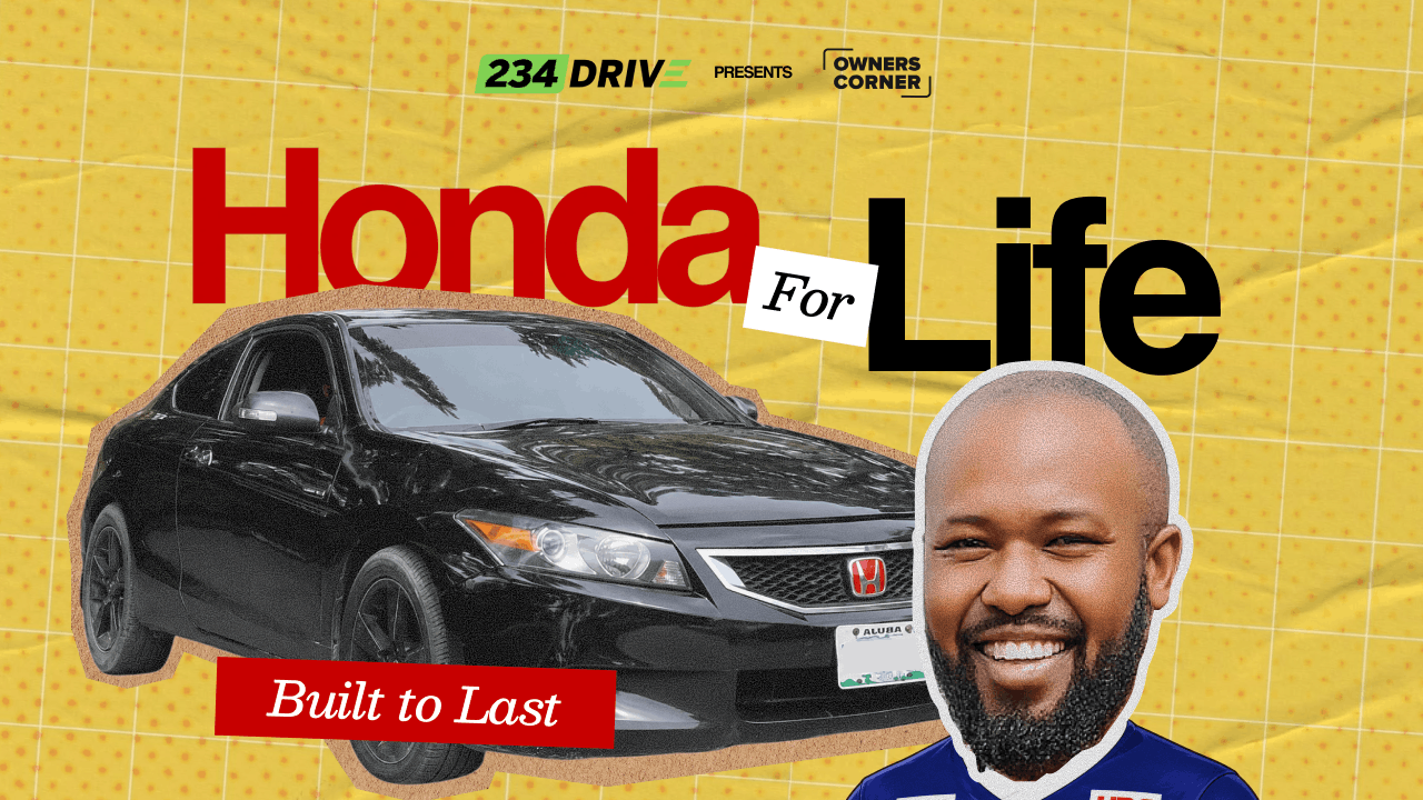 Bugsy smiles beside his black Honda Accord Coupe in a colourful 234Drive Owner’s Corner cover titled “Honda for Life.”