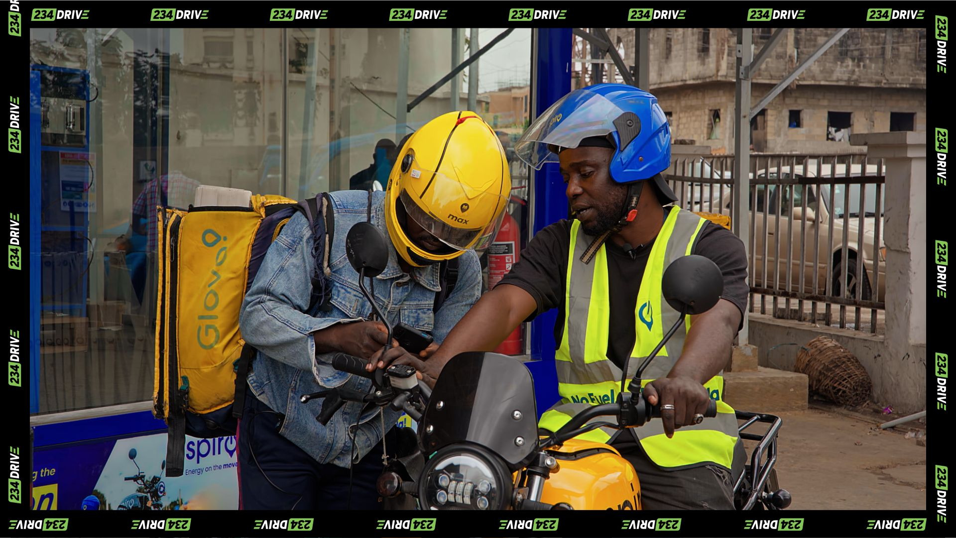 Delivery riders using an electric motorcycle in Lagos