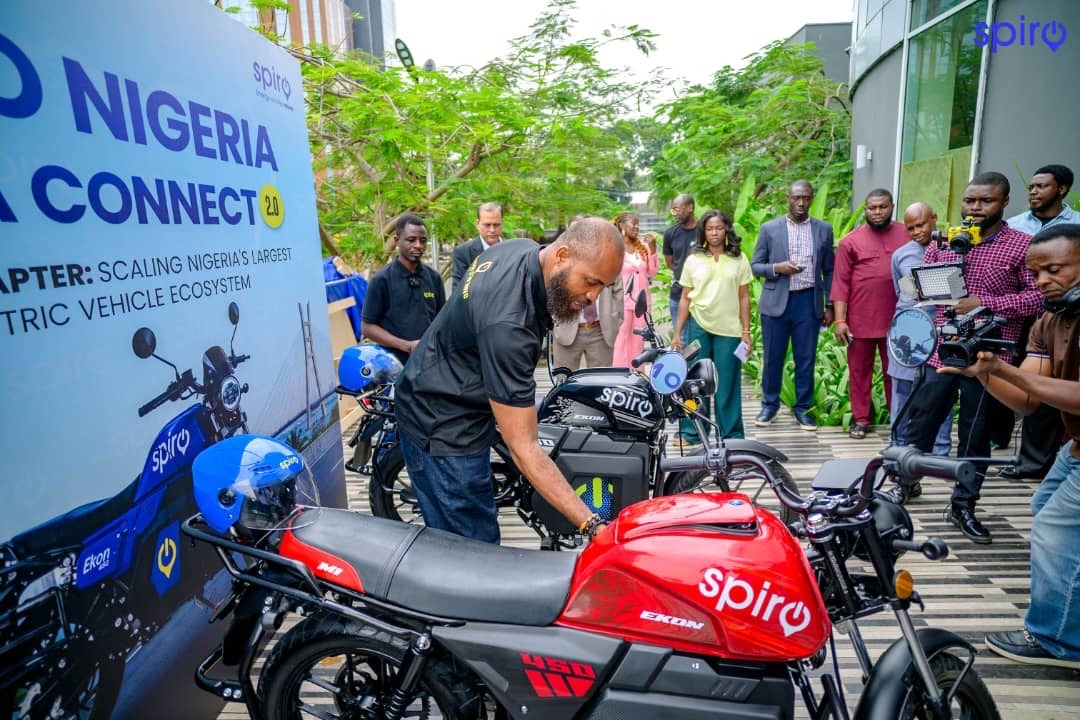 Live demonstration of Spiro's Ekon M1 Version 2 electric motorcycle during the media showcase event