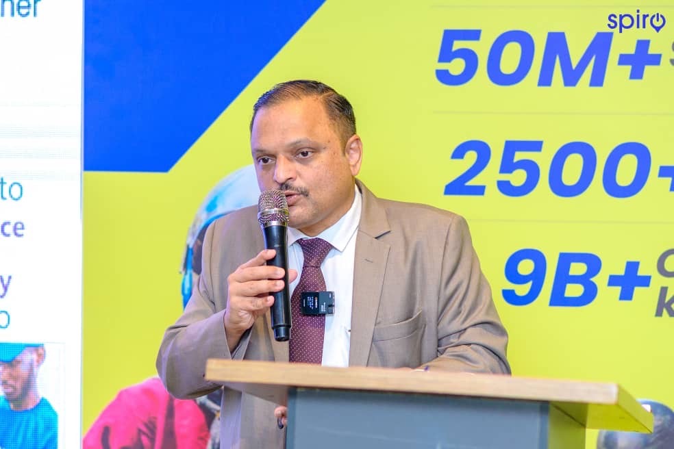 Prasad Sane, Managing Director of Spiro West Africa, delivering a keynote presentation at the media connect event