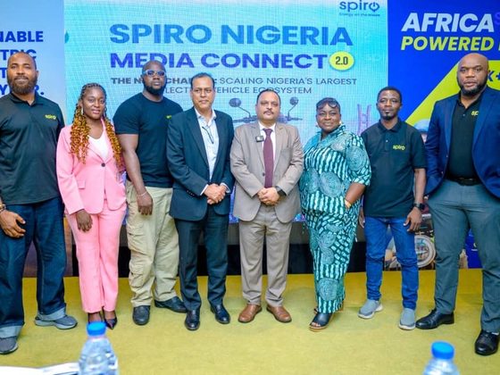 Members of the Spiro management team posing on stage during the Spiro Nigeria Media Connect 2.0 event in Lagos