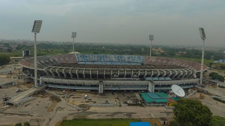 Aerial shot of the National Stadium complex and sports grounds in Surulere, Lagos.   